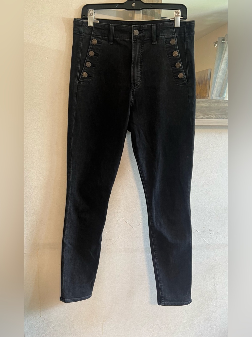 GAP Black High-Rise Skinny Jeans with Button Detail 30/10 Tall